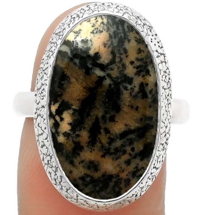 Natural Russian Honey Dendrite Opal Ring size-8.5 SDR168254 R-1307, 12x20 mm