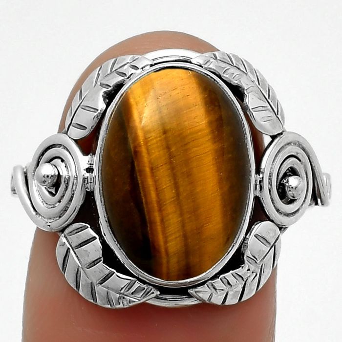 Natural Tiger Eye - Africa Ring size-8 SDR168344 R-1352, 10x14 mm