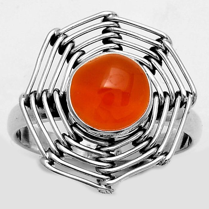 Wire Wrap - Natural Carnelian Ring size-9.5 SDR168388 R-1445, 8x8 mm