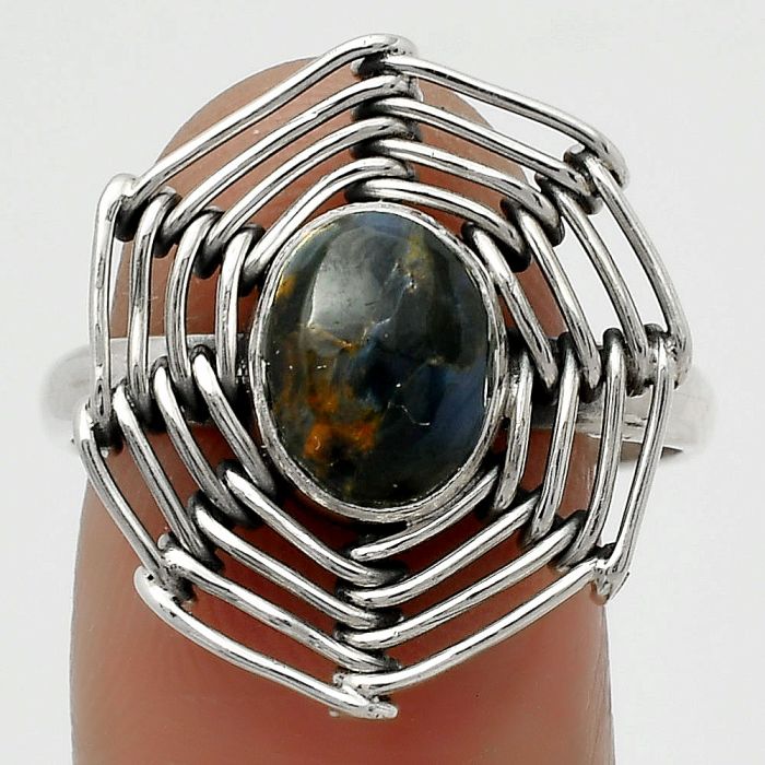 Wire Wrap - Pietersite - Namibia Ring size-9.5 SDR168413 R-1445, 7x9 mm