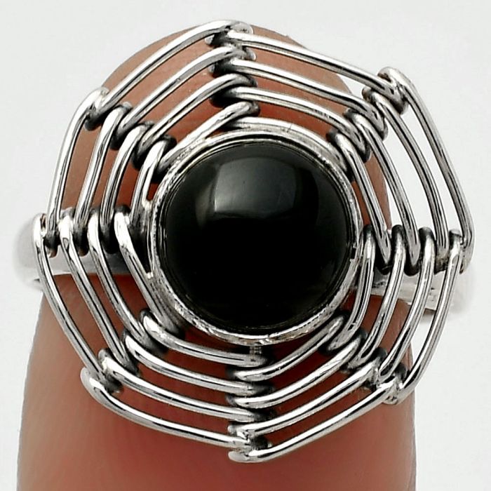Wire Wrap - Black Onyx - Brazil Ring size-8 SDR168417 R-1445, 8x8 mm