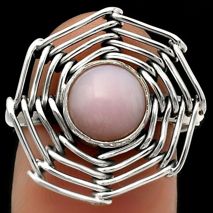 Wire Wrap - Pink Opal - Australia Ring size-9 SDR168425 R-1445, 8x8 mm