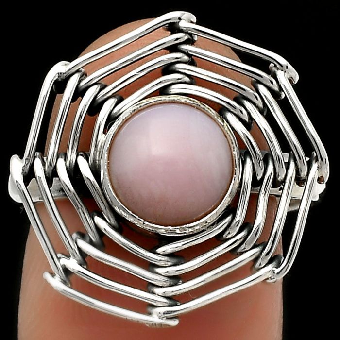 Wire Wrap - Pink Opal - Australia Ring size-9 SDR168428 R-1445, 8x8 mm