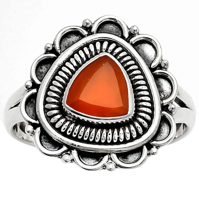 Natural Carnelian Ring size-7 SDR168533 R-1256, 7x7 mm