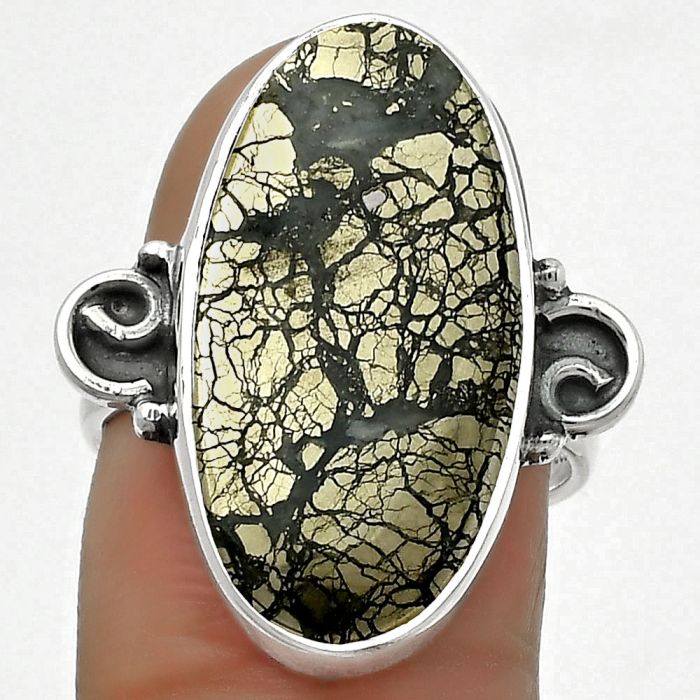 Natural Nipomo Marcasite Agate Ring size-7 SDR168704 R-1218, 12x23 mm