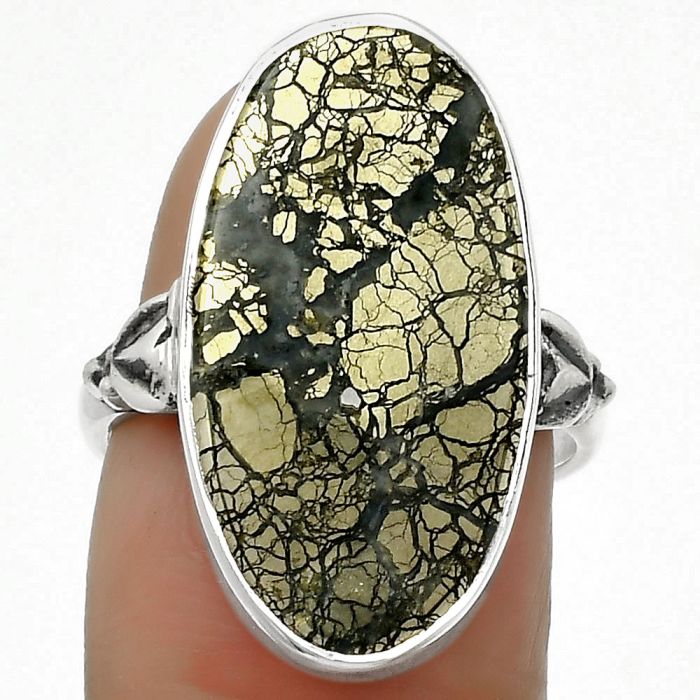 Natural Nipomo Marcasite Agate Ring size-7 SDR168755 R-1200, 12x23 mm