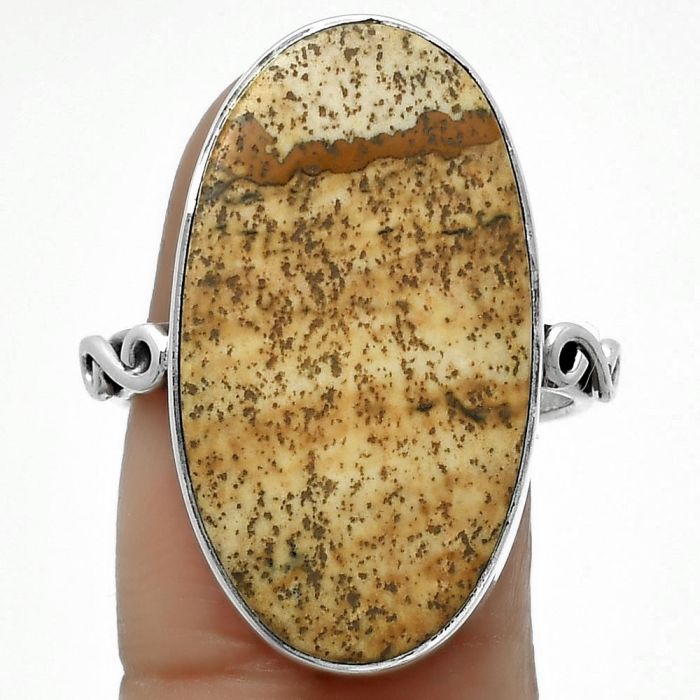 Natural Picture Jasper Ring size-8.5 SDR168923 R-1191, 14x26 mm