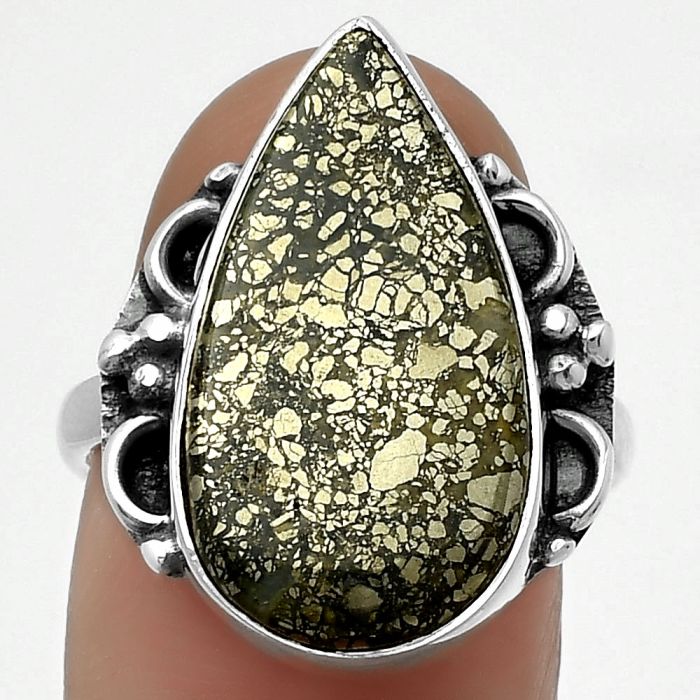 Natural Nipomo Marcasite Agate Ring size-8 SDR168950 R-1103, 12x21 mm