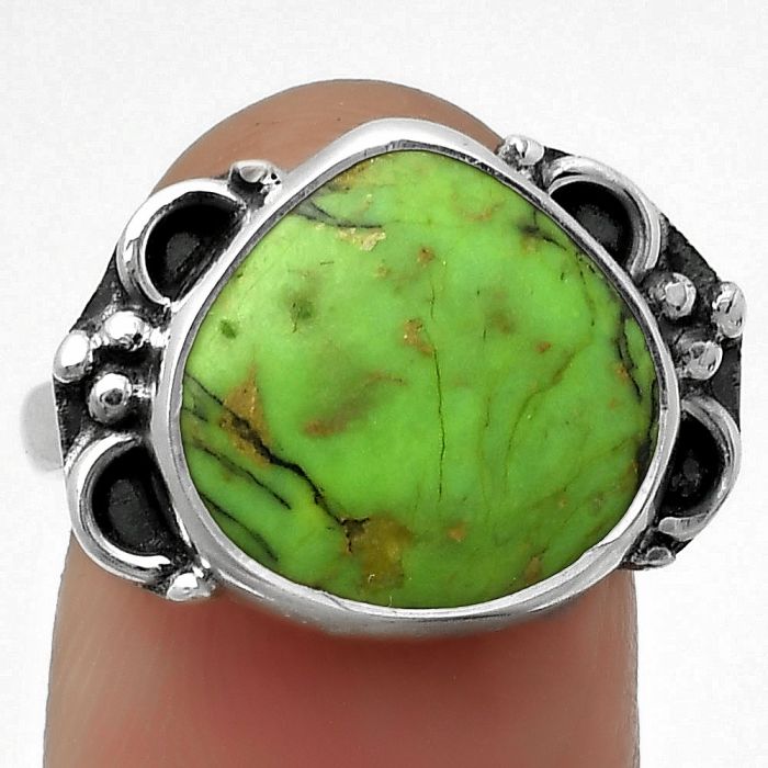 Natural Green Matrix Turquoise Ring size-8 SDR168968 R-1103, 14x14 mm
