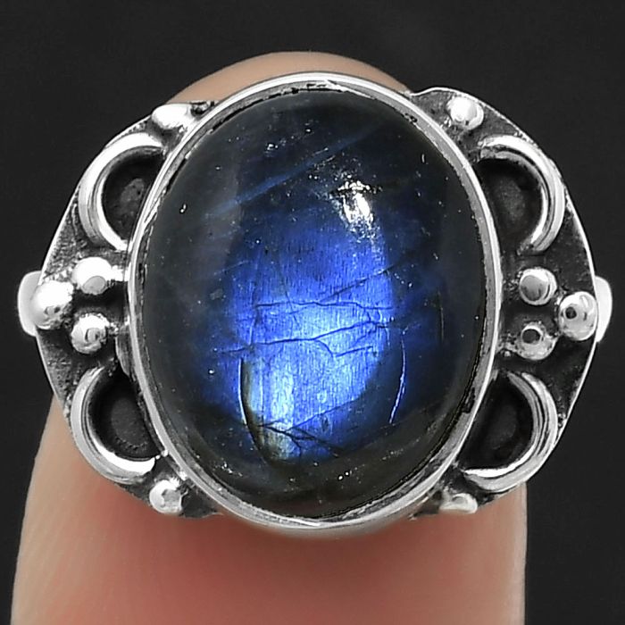 Blue Fire Labradorite - Madagascar Ring size-8 SDR168994 R-1103, 12x14 mm
