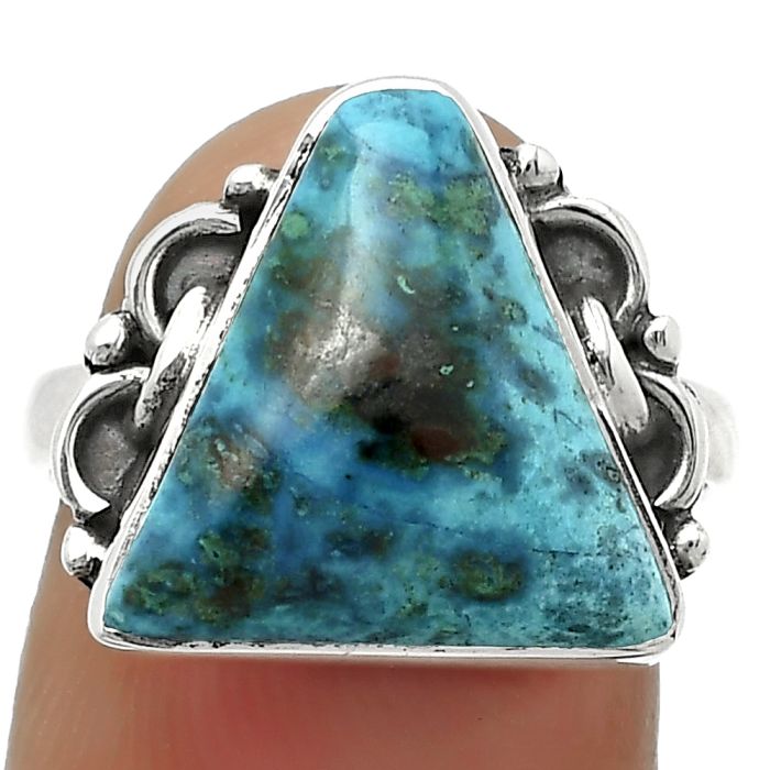 Natural Azurite Chrysocolla Ring size-7 SDR169037 R-1105, 14x14 mm