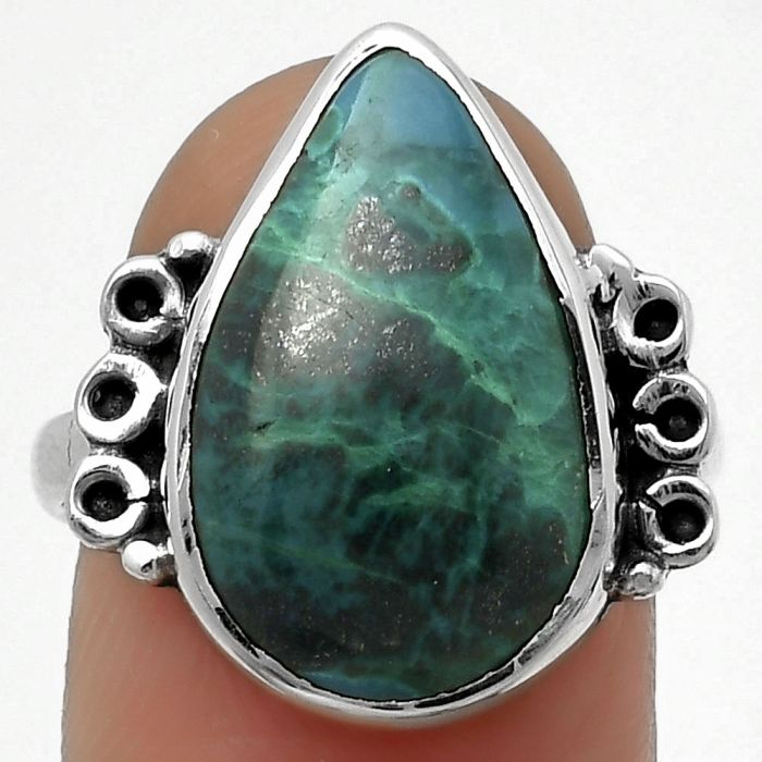 Natural Azurite Chrysocolla Ring size-8 SDR169291 R-1106, 12x18 mm