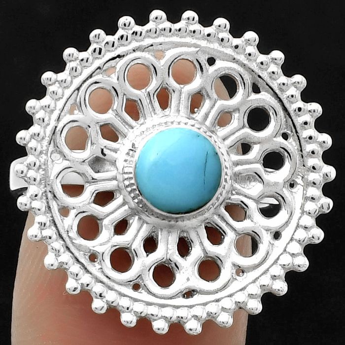 Artisan - Natural Turquoise Nevada Aztec Mt Ring size-8.5 SDR169389 R-1107, 6x6 mm