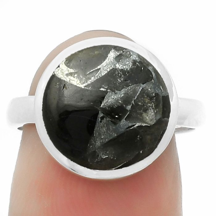 Natural Obsidian And Zinc Ring size-7.5 SDR169579 R-1004, 12x12 mm