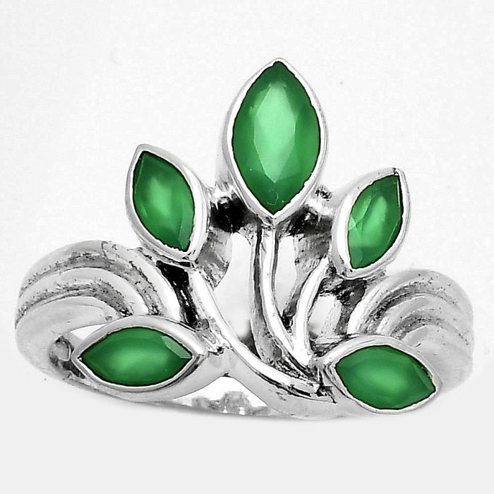Natural Green Onyx Ring size-8 SDR169657 R-1029, 4x8 mm