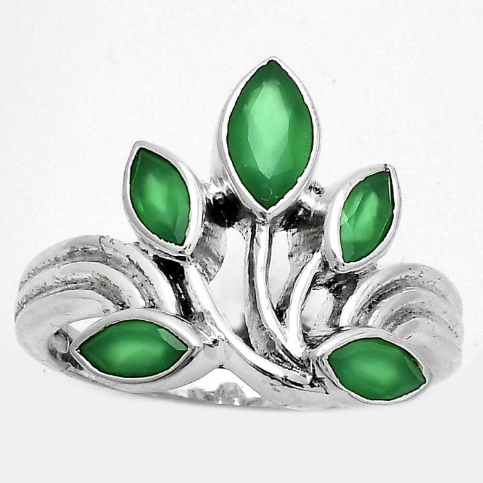 Natural Green Onyx Ring size-7 SDR169675 R-1029, 4x8 mm