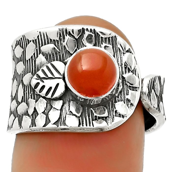 Adjustable - Natural Carnelian Ring size-7.5 SDR169880 R-1319, 6x6 mm