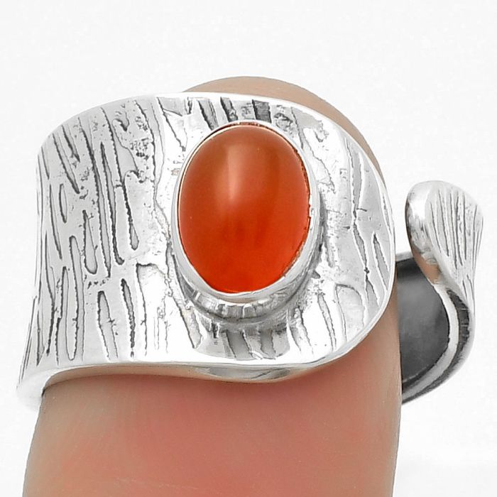 Adjustable - Natural Carnelian Ring size-8 SDR169956 R-1319, 5x7 mm