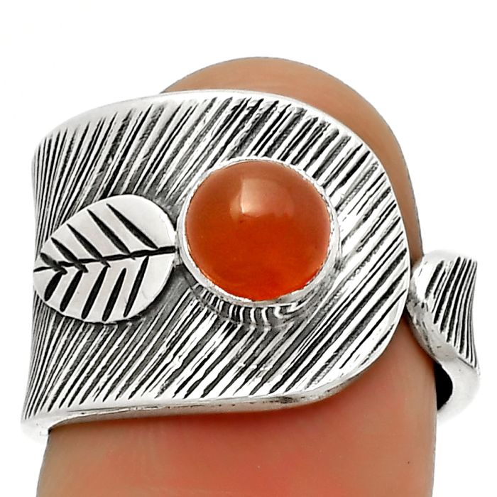 Adjustable - Natural Carnelian Ring size-6.5 SDR170083 R-1319, 6x6 mm