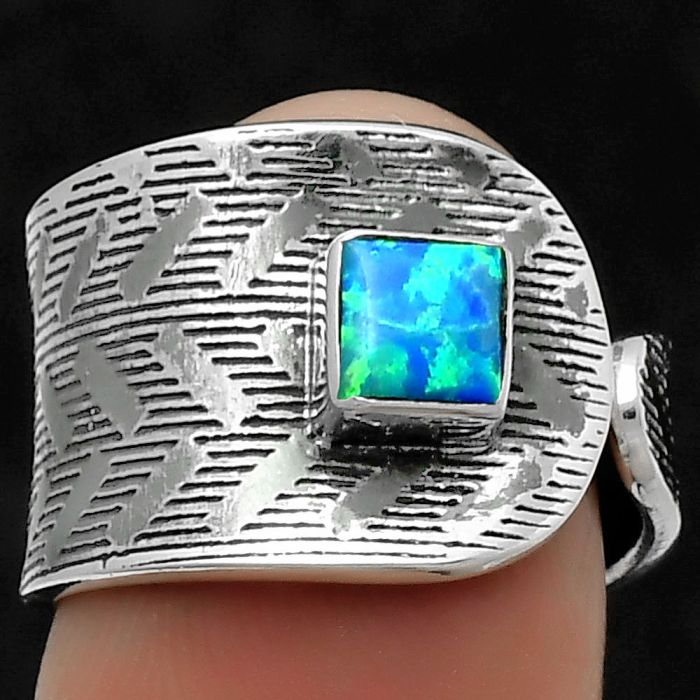 Adjustable - Fire Opal Ring size-7 SDR170154 R-1319, 5x5 mm
