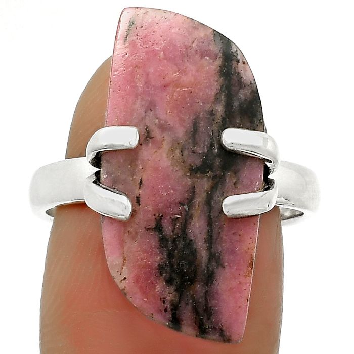 Natural Rhodonite Ring size-8.5 SDR170320 R-1504, 11x24 mm