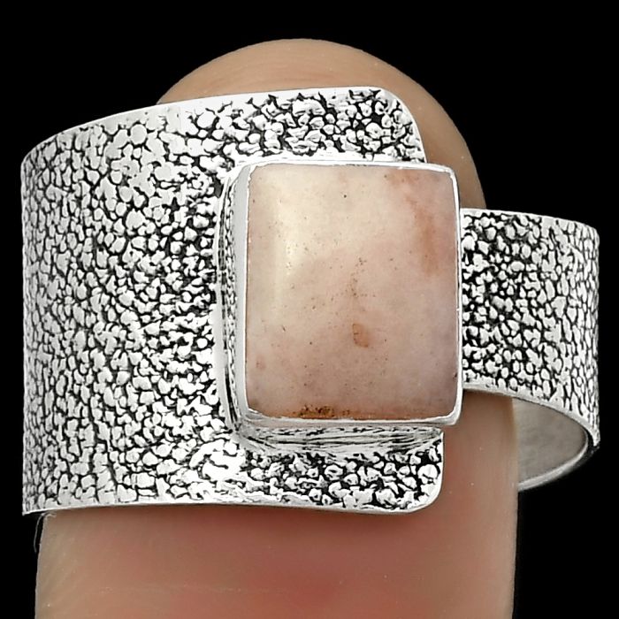 Natural Pink Scolecite Ring size-9.5 SDR170398 R-1606, 7x9 mm
