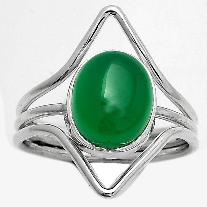 Natural Green Onyx Ring size-9.5 SDR170537 R-1460, 9x11 mm
