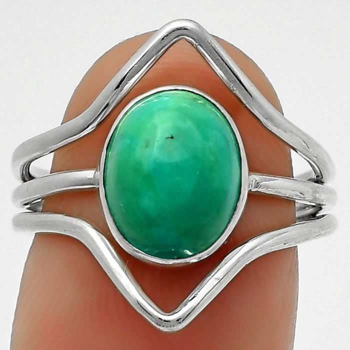 Natural Turquoise Magnesite Ring size-7.5 SDR170557 R-1460, 8x10 mm