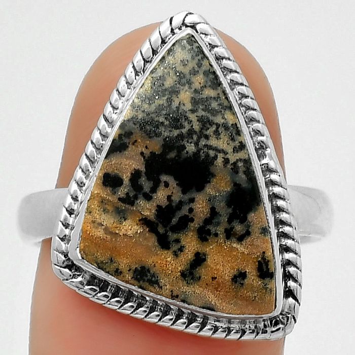 Natural Russian Honey Dendrite Opal Ring size-9 SDR170638 R-1009, 13x19 mm