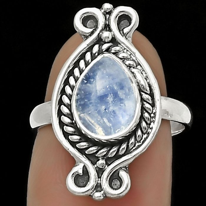 Natural Rainbow Moonstone - India Ring size-7.5 SDR170764 R-1108, 7x10 mm