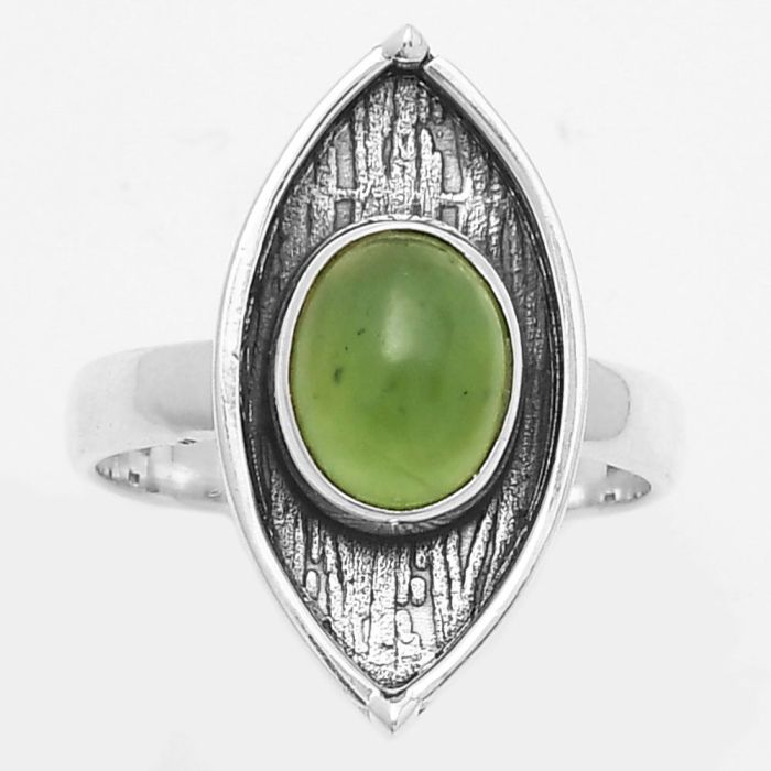 Natural Nephrite Jade - Canada Ring size-7.5 SDR170896 R-1628, 7x9 mm