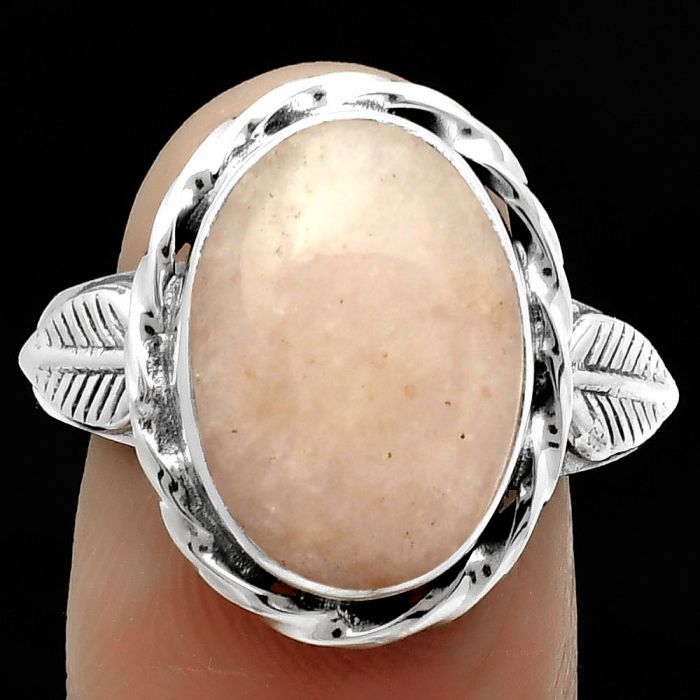Natural Pink Scolecite Ring size-9 SDR170979 R-1083, 11x15 mm