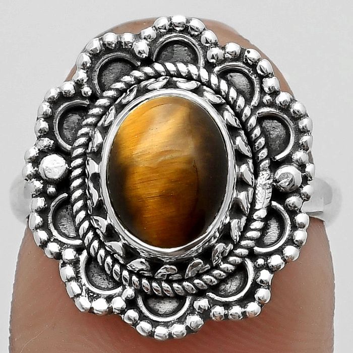 Natural Tiger Eye - Africa Ring size-7 SDR171052 R-1256, 7x9 mm