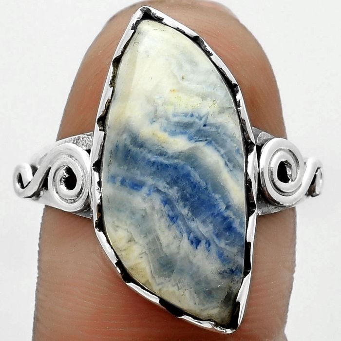 Natural Blue Scheelite - Turkey Ring size-8.5 SDR171077 R-1315, 11x22 mm