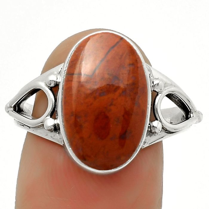 Natural Red Moss Agate Ring size-9 SDR171149 R-1224, 10x16 mm