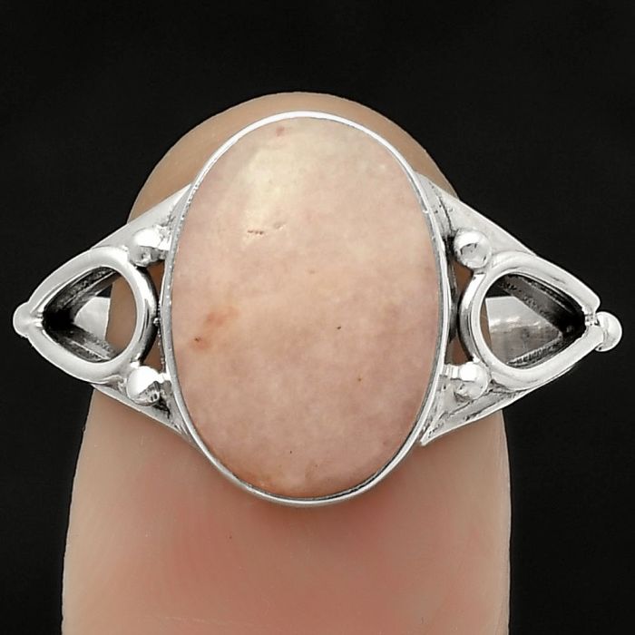 Natural Pink Scolecite Ring size-9 SDR171163 R-1224, 10x14 mm