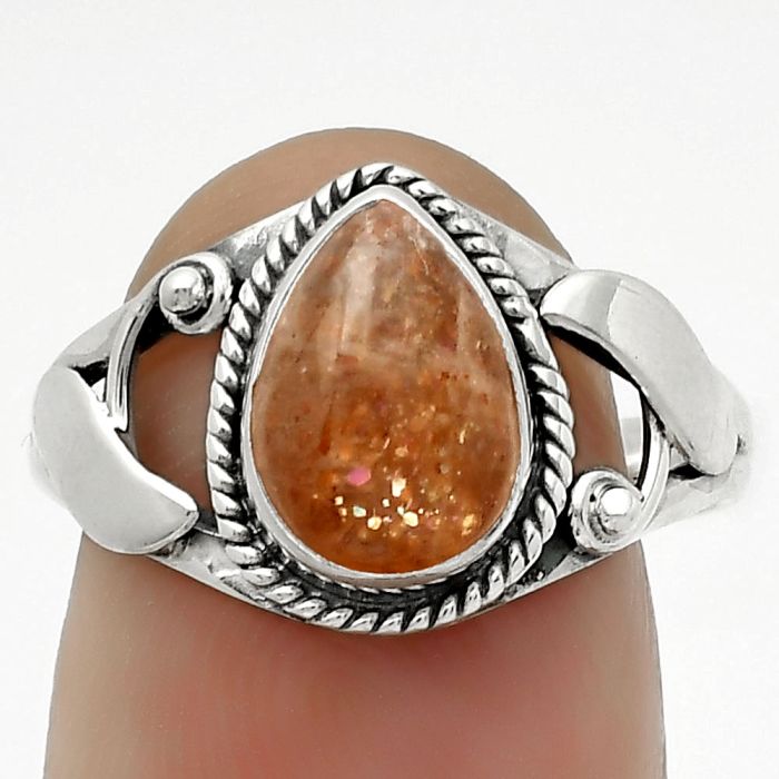 Natural Sunstone - Namibia Ring size-7.5 SDR171211 R-1405, 7x10 mm