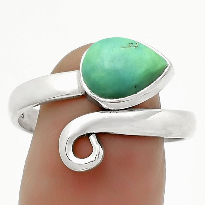 Natural Turquoise Magnesite Ring size-9.5 SDR171242 R-1558, 7x10 mm