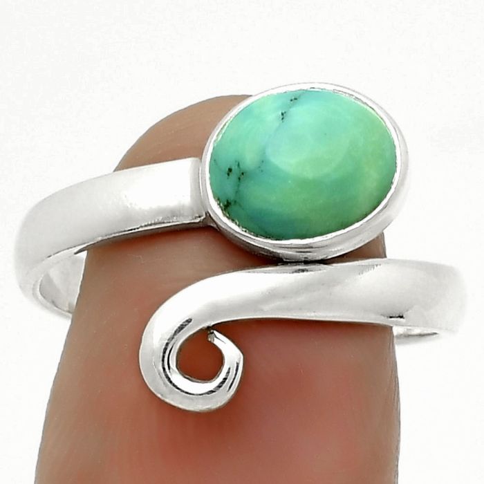Natural Turquoise Magnesite Ring size-9 SDR171247 R-1558, 7x9 mm