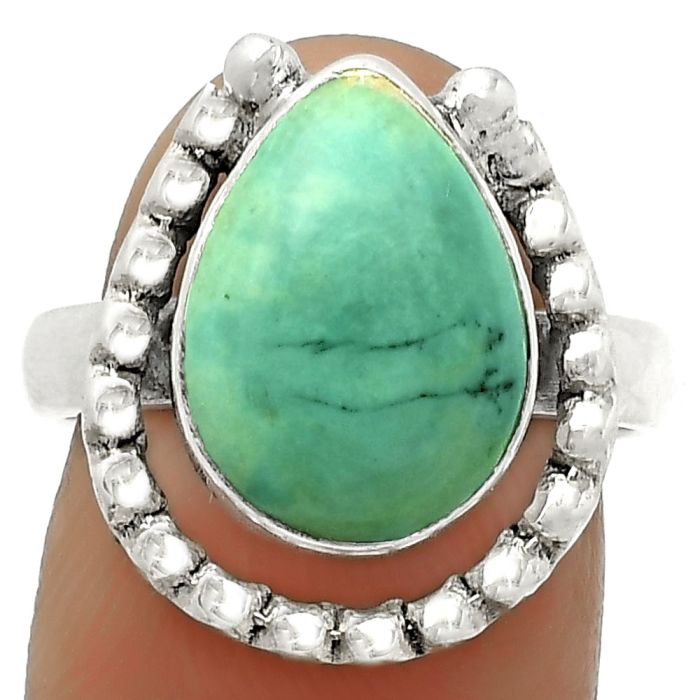 Natural Turquoise Magnesite Ring size-7 SDR171324 R-1518, 10x14 mm
