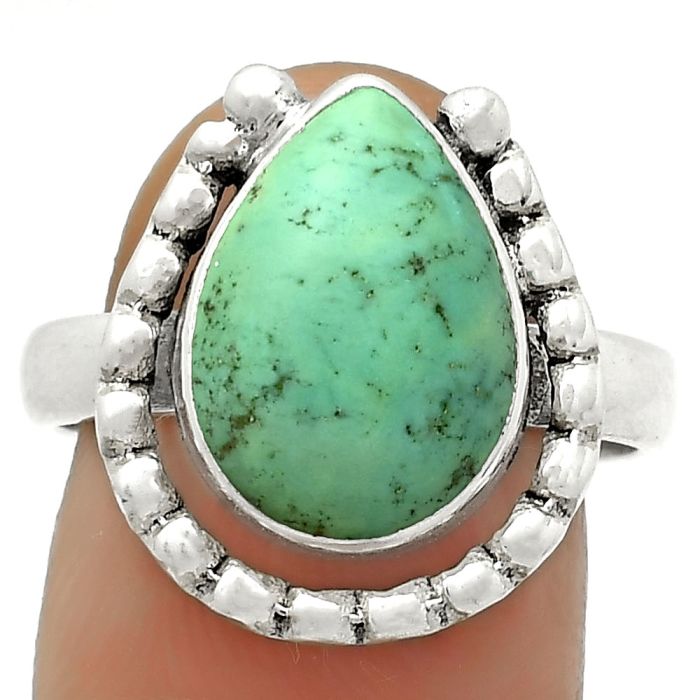Natural Turquoise Magnesite Ring size-8.5 SDR171345 R-1518, 10x14 mm