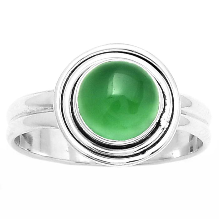 Natural Green Onyx Ring size-9 SDR171381 R-1594, 8x8 mm