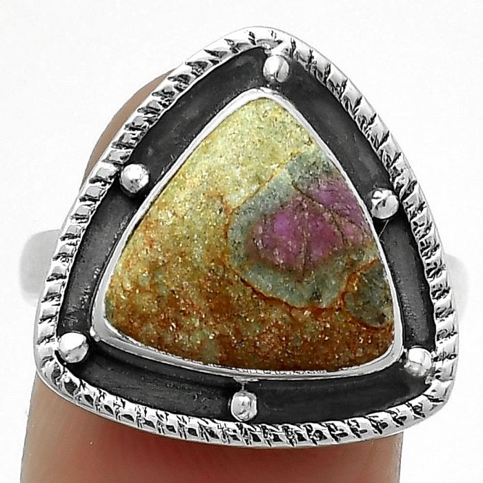 Natural Ruby In Fuchsite Ring size-8.5 SDR171521 R-1595, 12x12 mm
