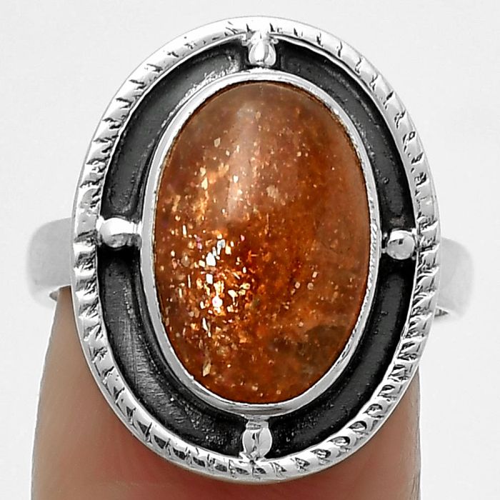 Natural Sunstone - Namibia Ring size-7.5 SDR171542 R-1595, 9x14 mm
