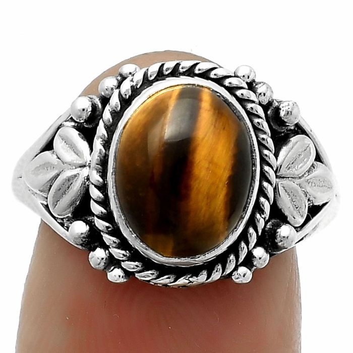 Natural Tiger Eye - Africa Ring size-7.5 SDR171716 R-1300, 8x10 mm