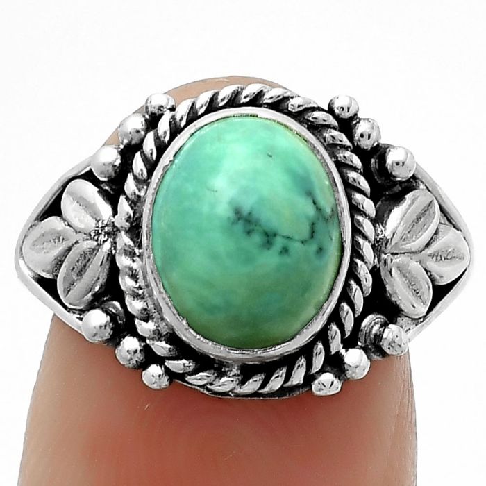 Natural Turquoise Magnesite Ring size-7.5 SDR171717 R-1300, 8x10 mm