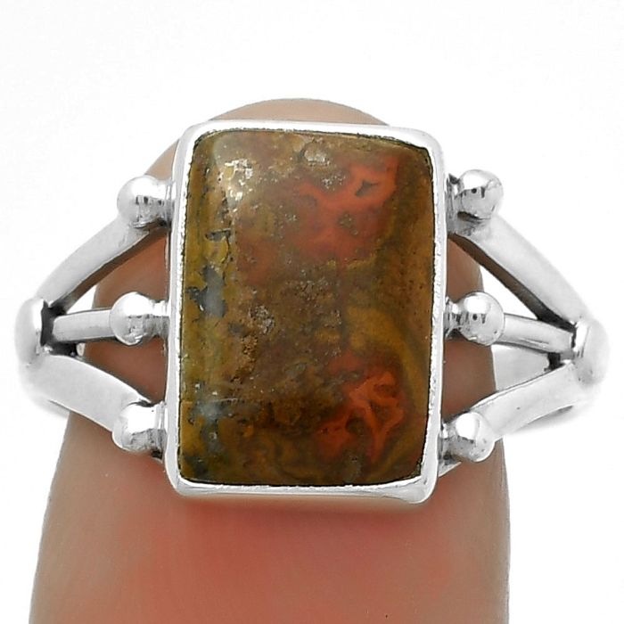 Natural Rare Cady Mountain Agate Ring size-9 SDR172209 R-1003, 9x13 mm