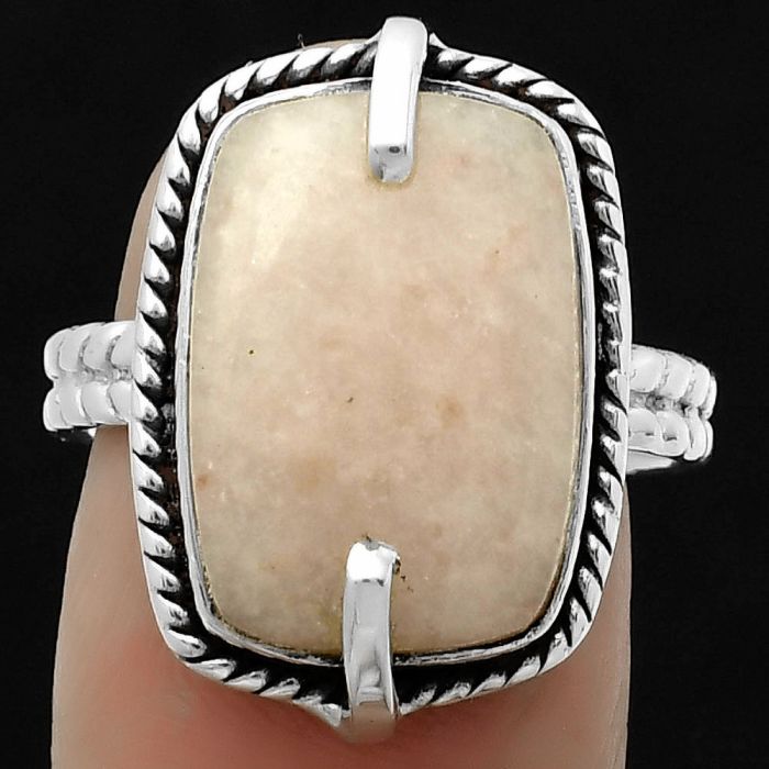 Natural Pink Scolecite Ring size-8 SDR172286 R-1635, 12x16 mm