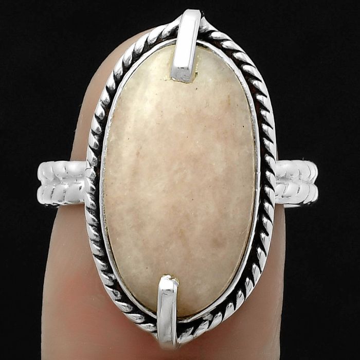 Natural Pink Scolecite Ring size-8 SDR172289 R-1635, 11x19 mm