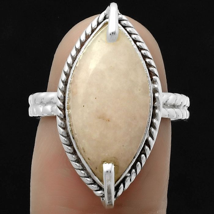 Natural Pink Scolecite Ring size-8 SDR172290 R-1635, 10x19 mm